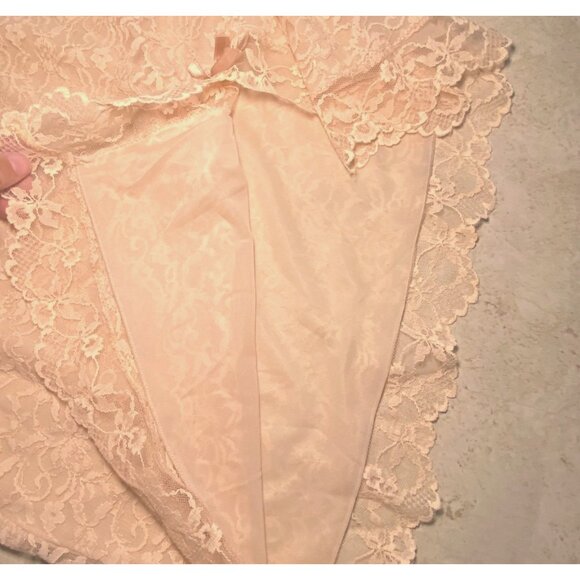 Blush Peach Floral Lace Lined Slip Delicate Feminine Coquette Lingerie - Picture 5 of 8